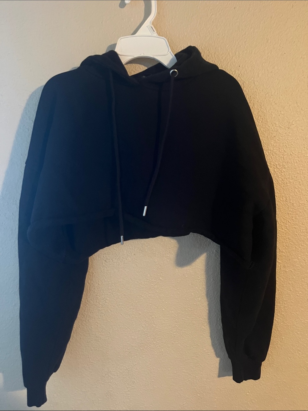 Nasty Gal Black Cropped Hoodie Pull-On Top - Women's